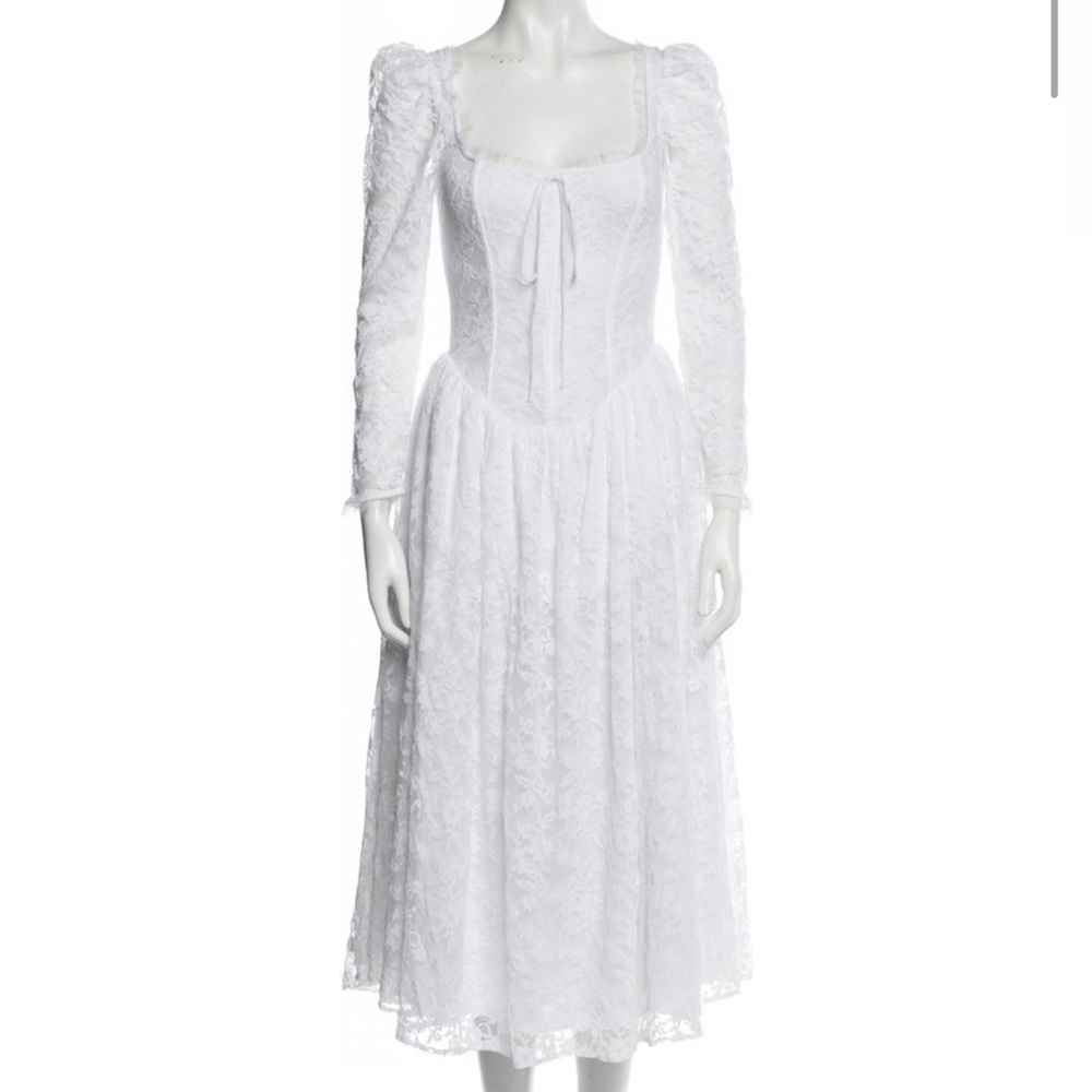 For love and lemons white lace midi dress